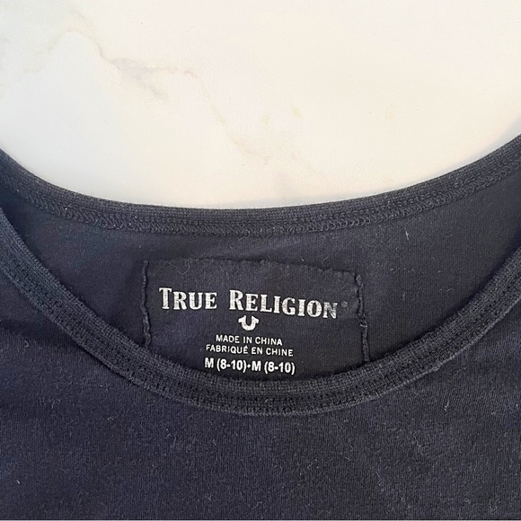 True Religion Golden Logo Graphic Short Sleeve T-Shirt Size M (8-10) - Picture 8 of 8
